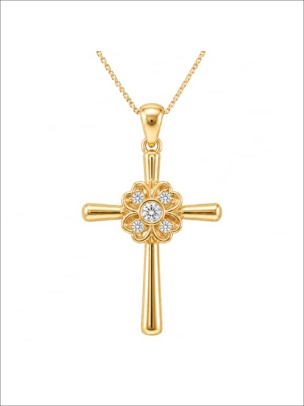 1CT Moissanite Gold Plated Sterling Silver Cross Necklace Pendant For Women 18k